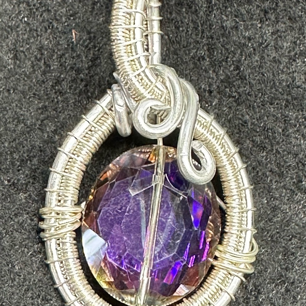Silver and Crystal Wire Wrapped Pendant
